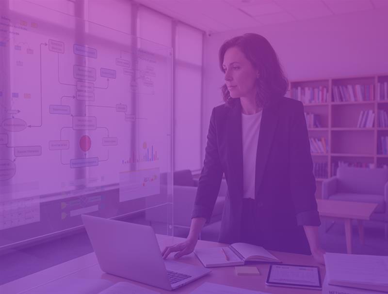 Professora utilizando tecnologia em sala de aula