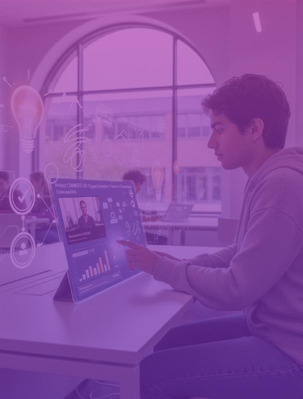 Estudante no computador